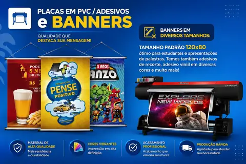 Banners produzidos em diferentes tamanhos