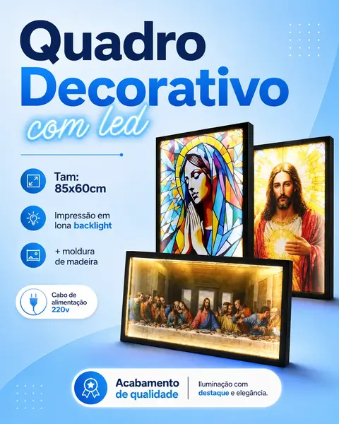 Quadros decorativos iluminados com LED